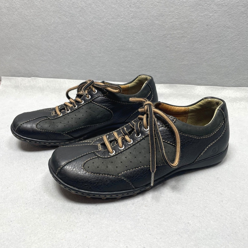 Born Hawkeye Walking Sneakers Womens 7 Black Leather Low Top Lace Up